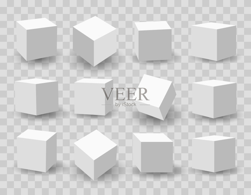 白色3D建模立方体图标素材