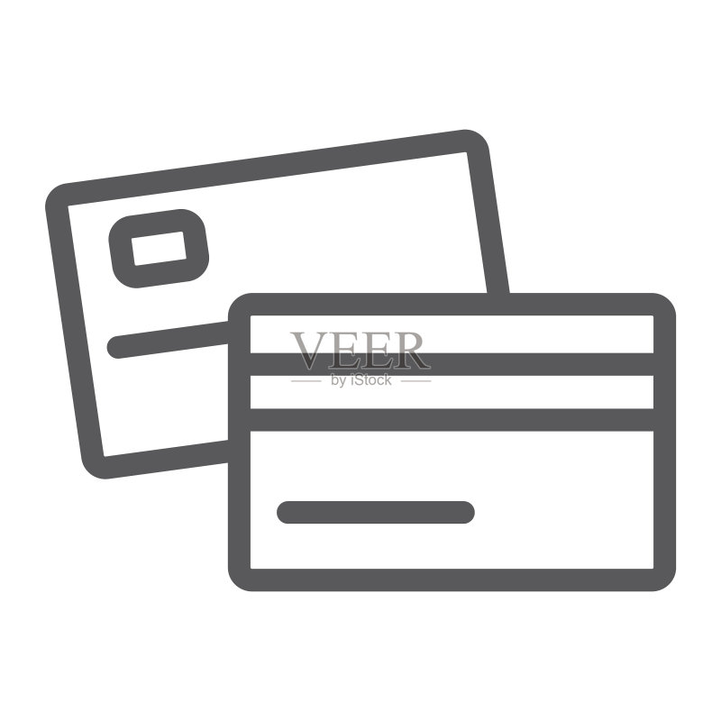 银行和交易的信用卡滑动线性图标图标素材