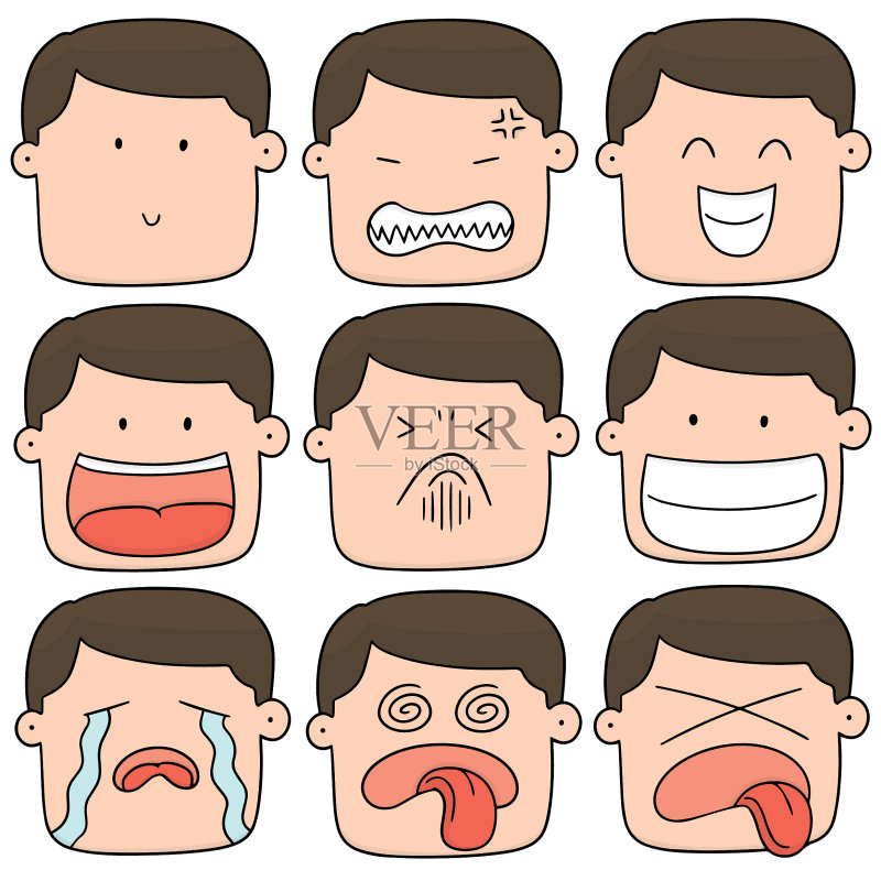 卡通面部集合图标素材