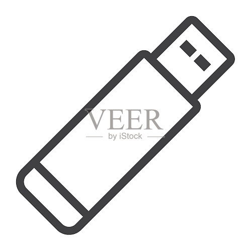 U盘线性图标:网页和移动存储图标素材