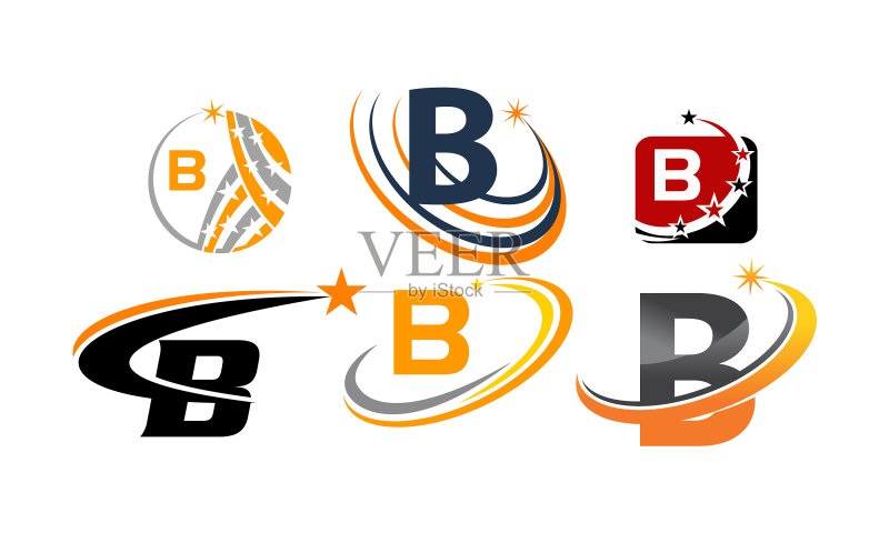 现代B字母标志模板图标素材