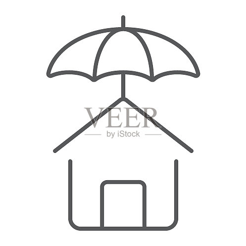 房屋保护细线图标图标素材