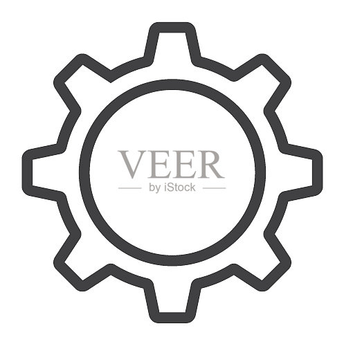 设置线性图标,Web和移动齿轮标志图标素材