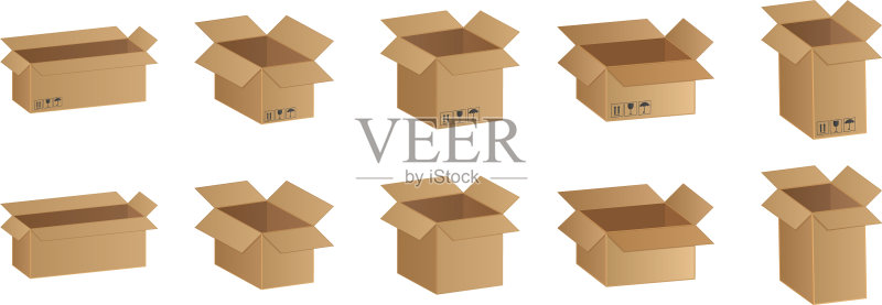 纸板箱套装图标 易碎品图标素材