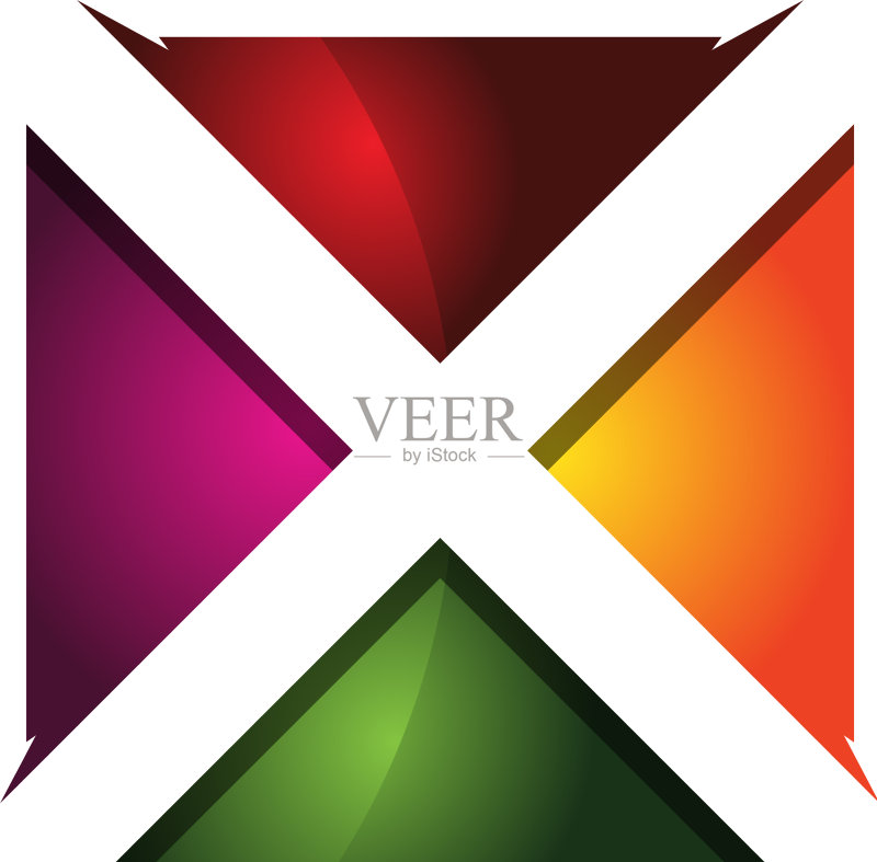 X 3D彩色方块字母标志图标设计图标素材
