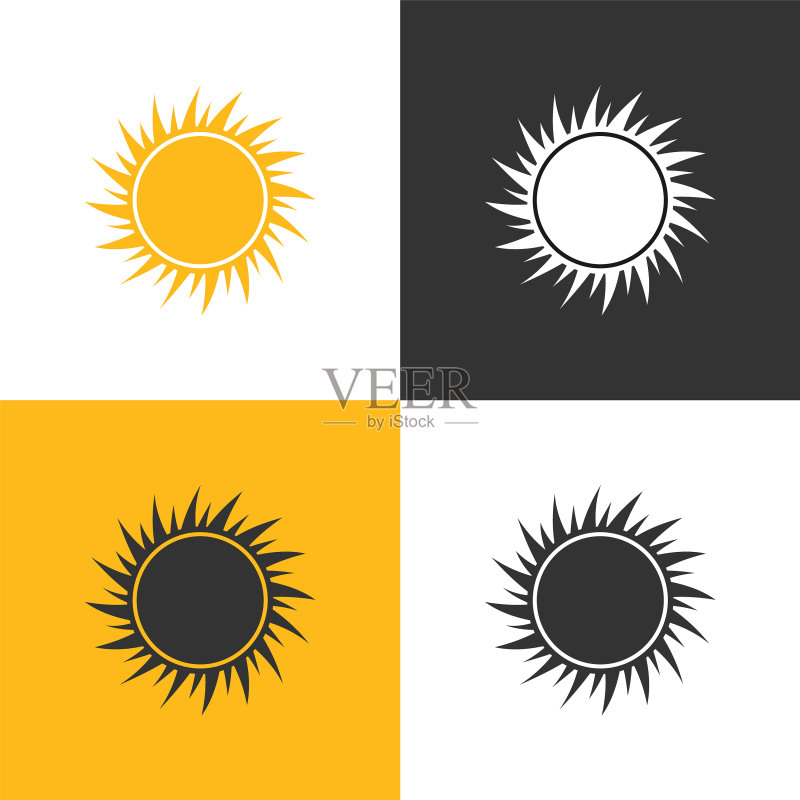 不同背景上的太阳图标四件套图标素材