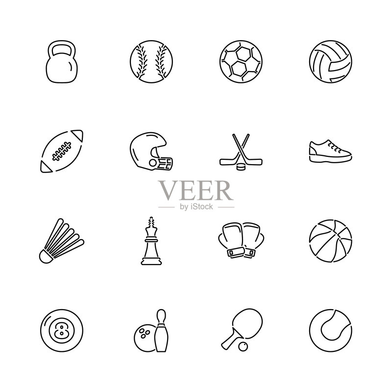运动器材—扁平图标图标素材