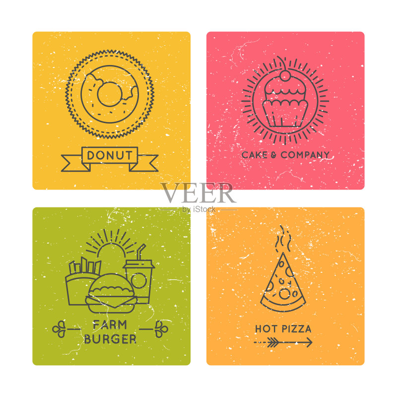 快餐餐厅与咖啡馆Logo合集图标素材