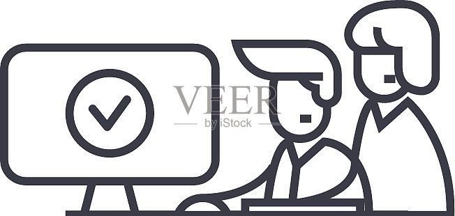 协调工作线性图标图标素材