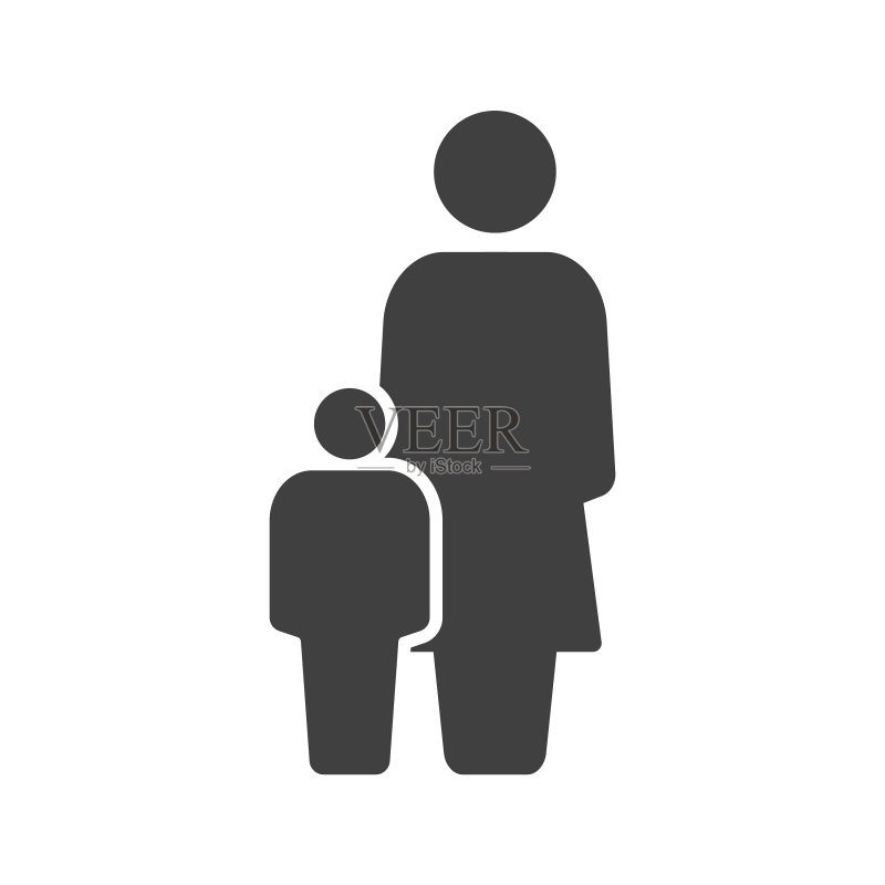 家庭图标:母亲和女儿图标素材