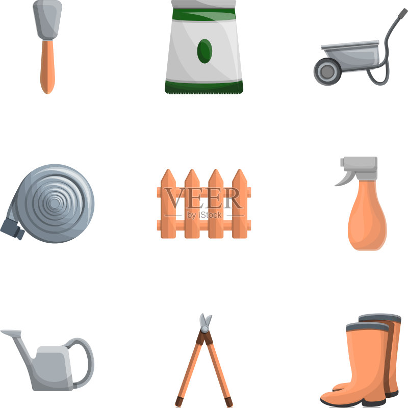 房屋园艺工具图标卡通风格图标素材