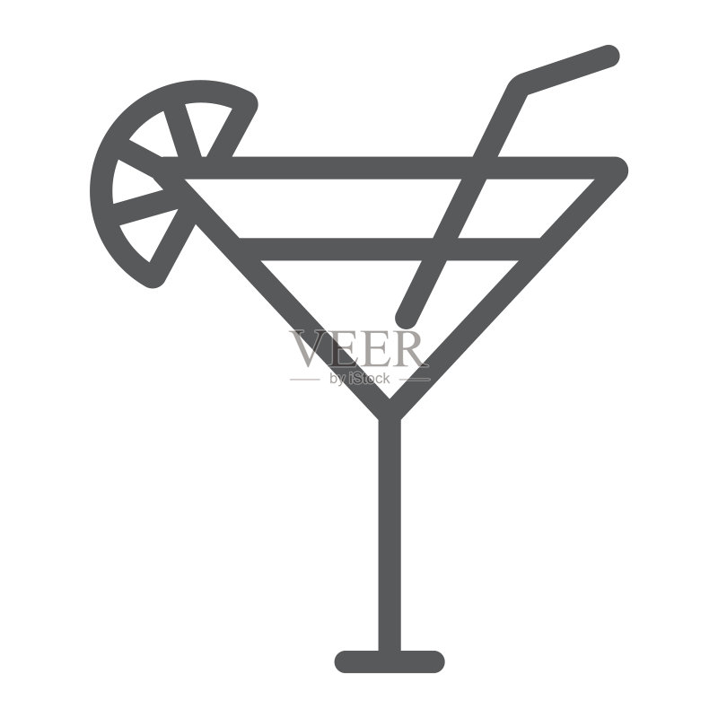 饮料和酒精类鸡尾酒线条图标图标素材