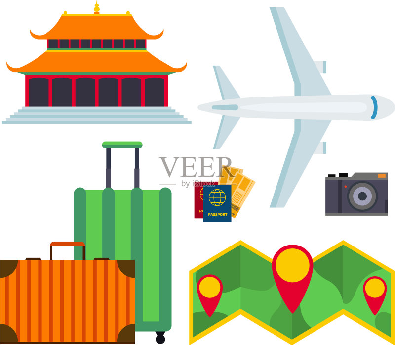 扁平风旅游度假图标图标素材