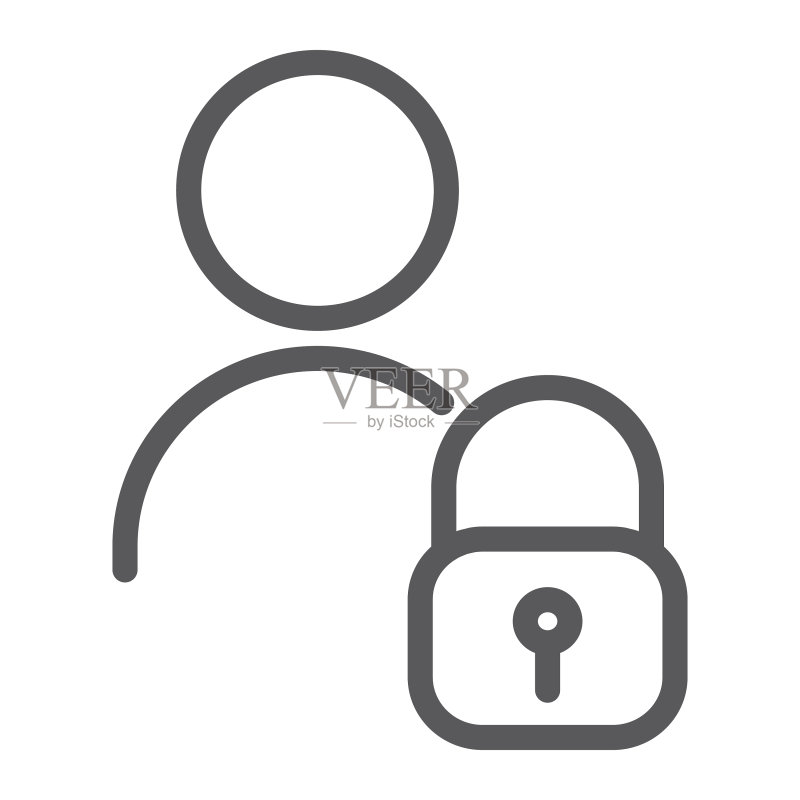 用户解锁线性图标,隐私安全图标素材