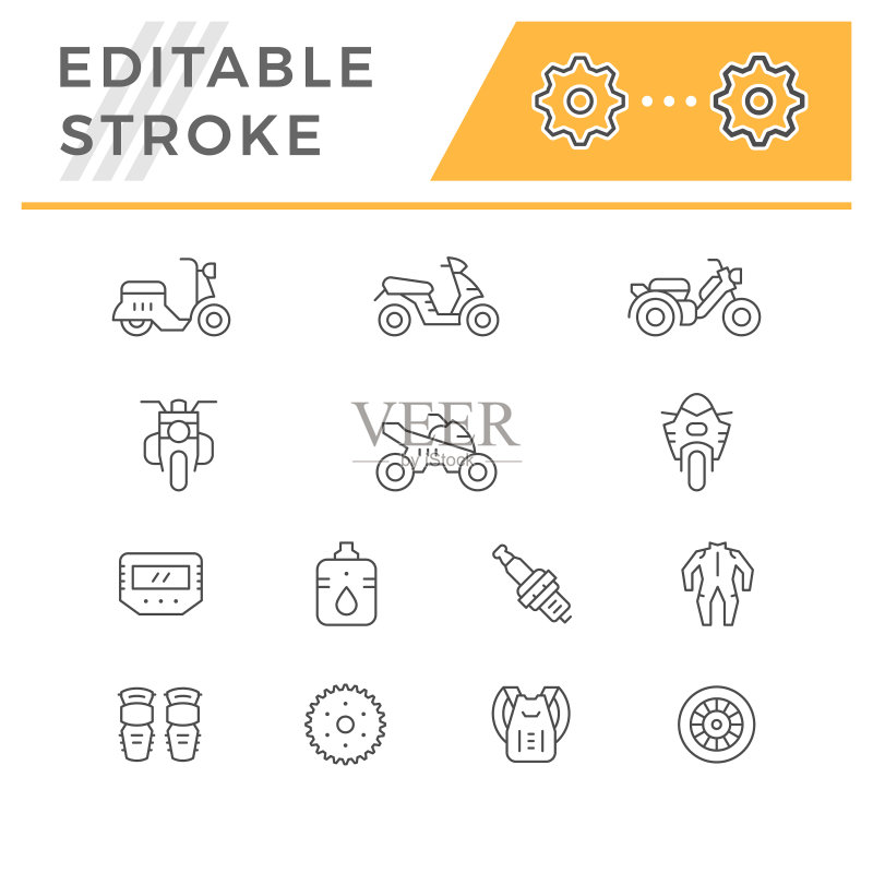 摩托车相关线条图标集图标素材