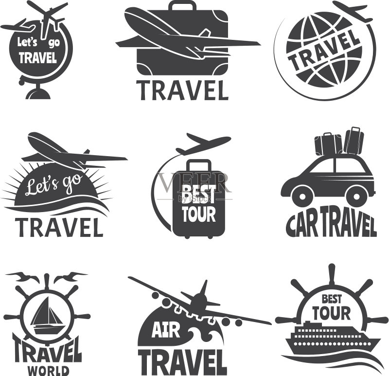 旅行主题标签或logo设计图标素材