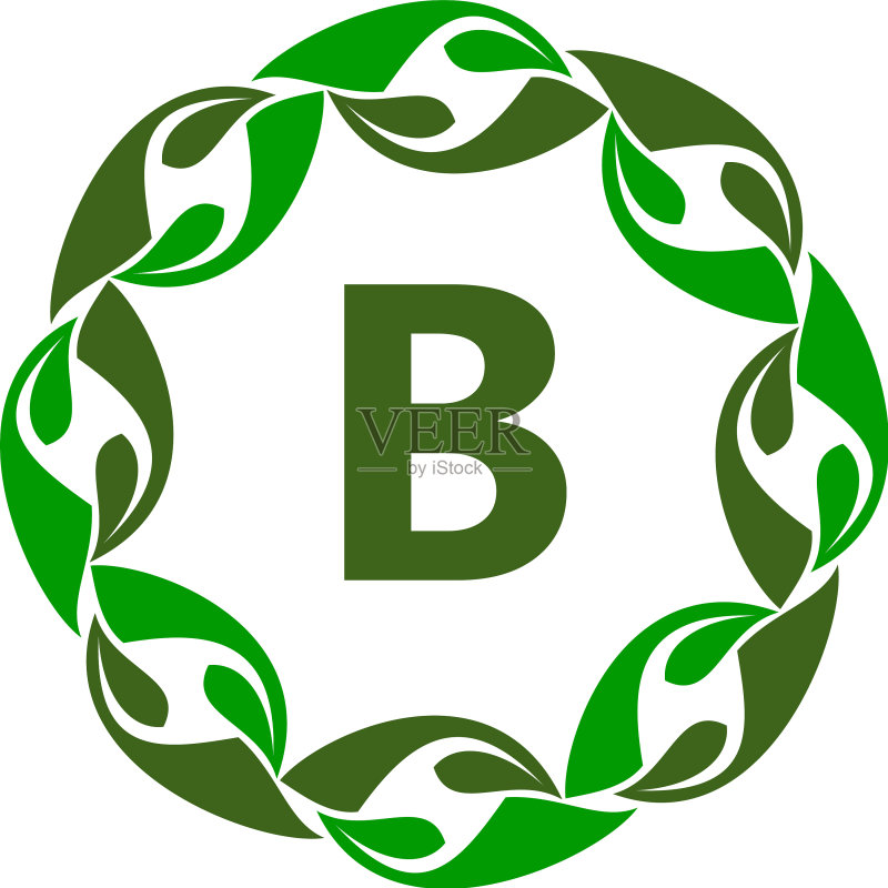 绿色项目解决方案中心首字母B图标素材