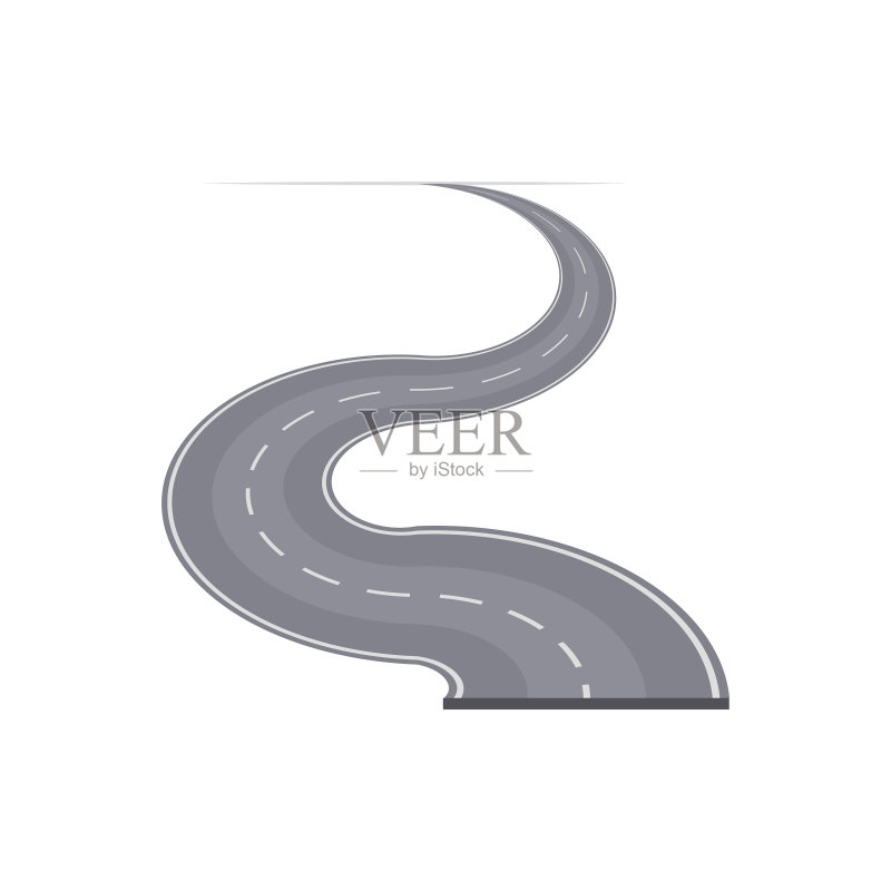 弯曲的公路与标记图标素材