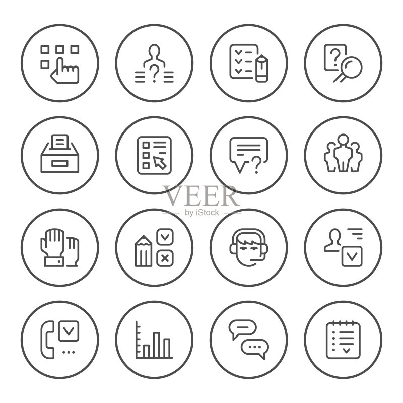 调查圆形线条图标合集图标素材