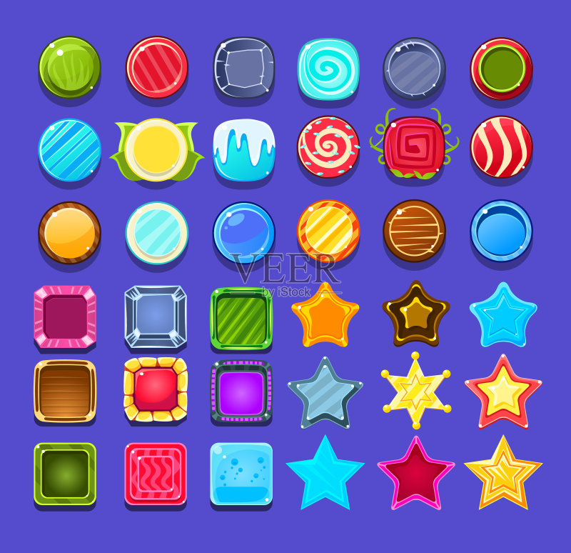 有光泽的彩色形状装饰元素图标素材