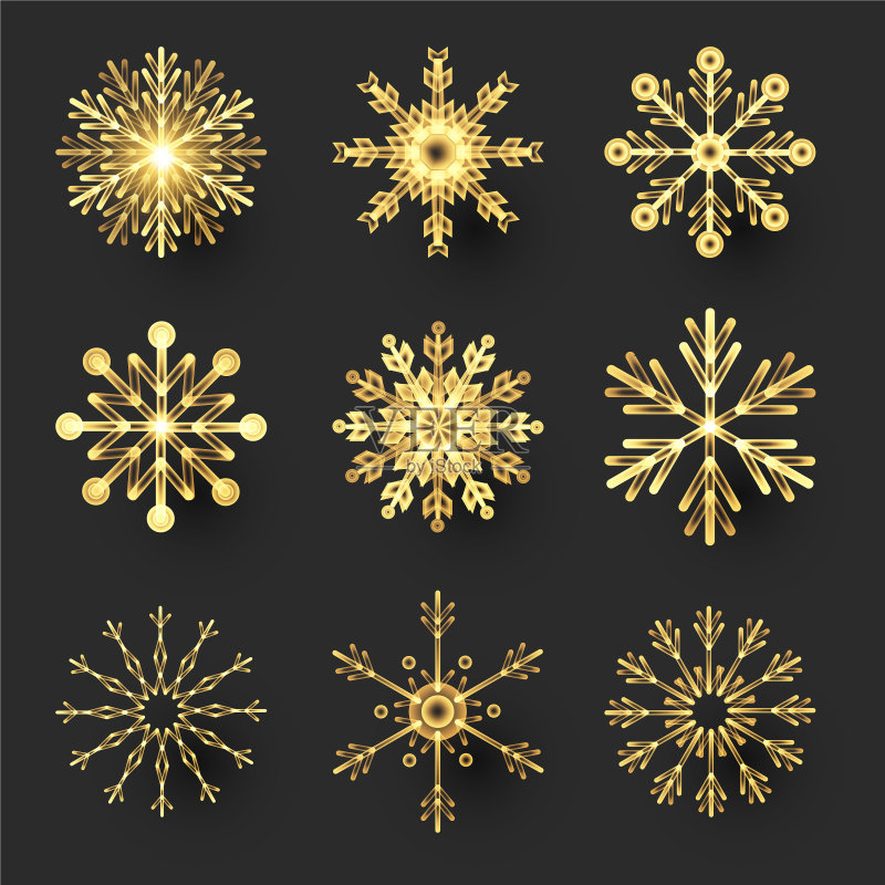 金色雪花设计元素图标素材