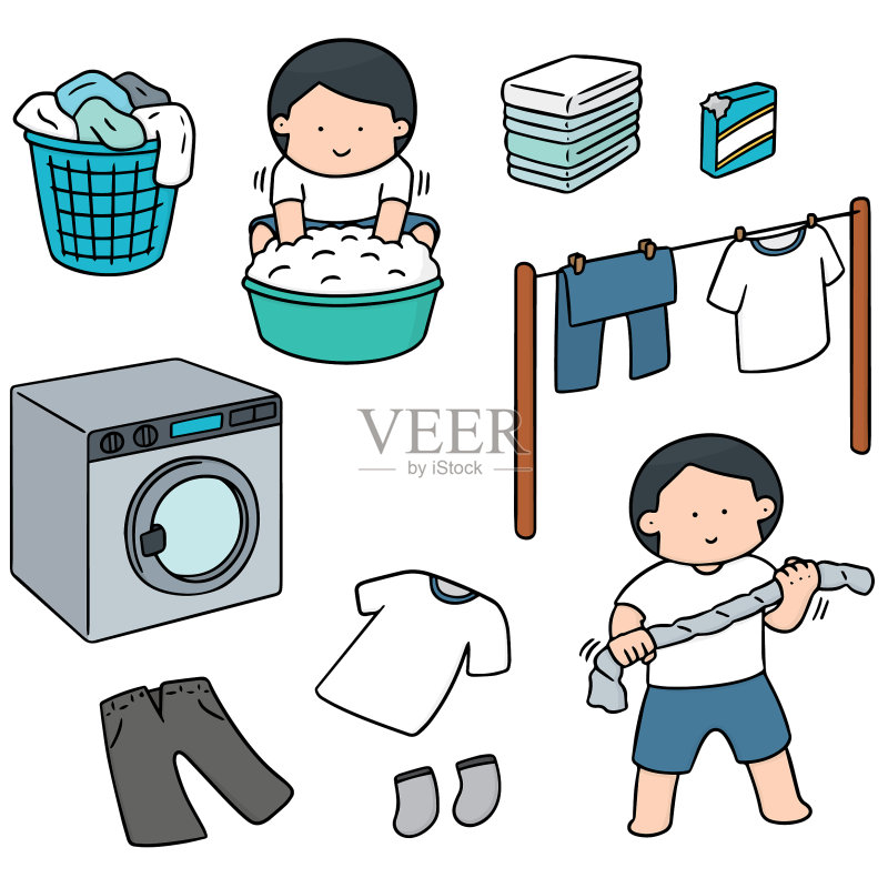 洗衣服的人群图标素材