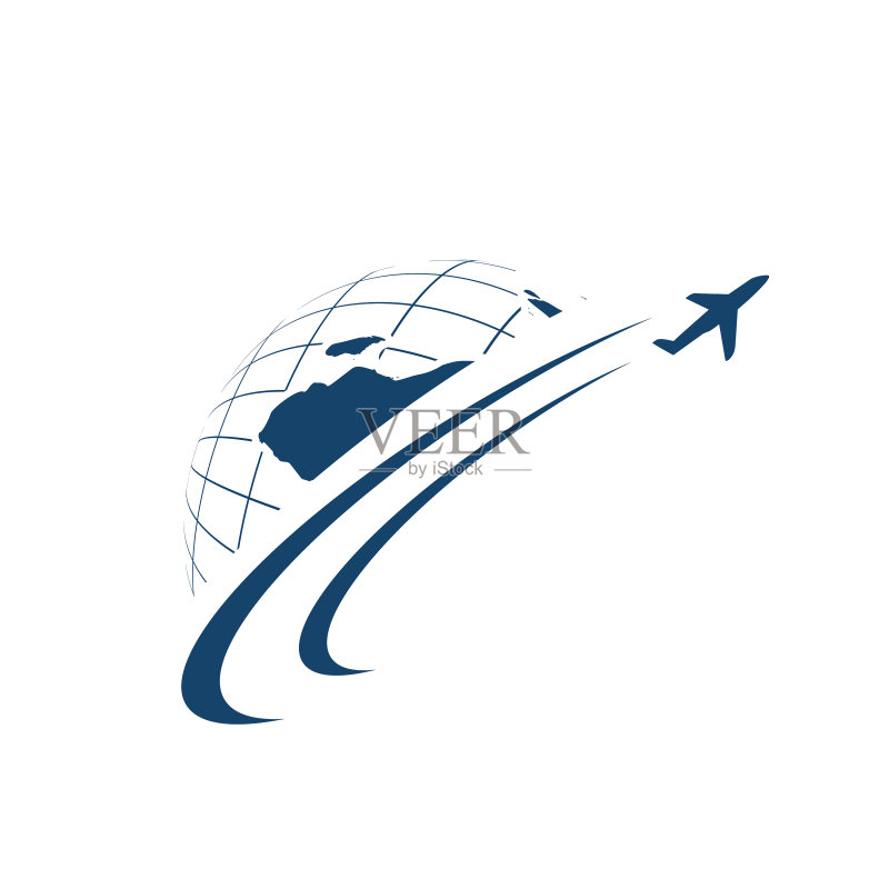 旅行地球仪和飞机Logo图标图标素材