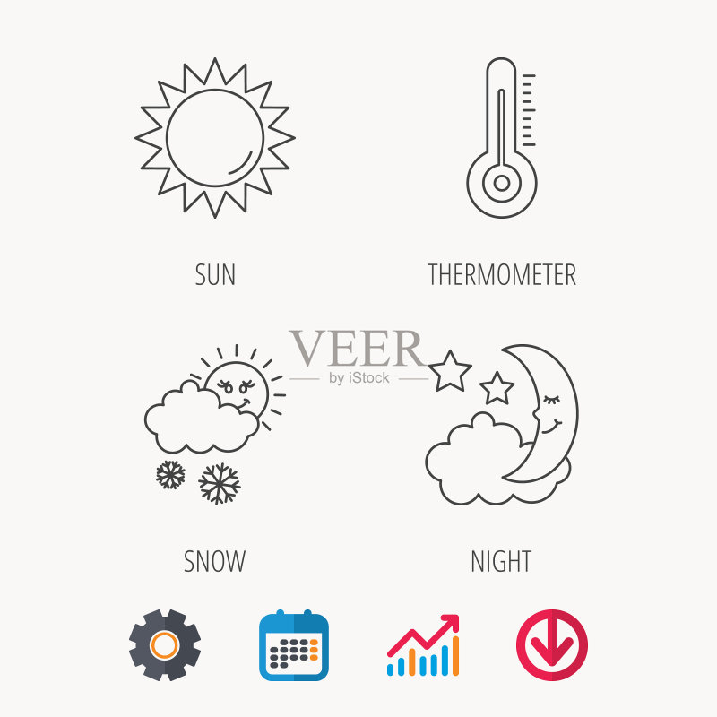 温度计太阳和雪图标图标素材