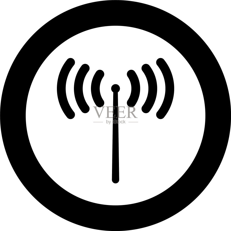 圆形黑色无线电信号图标图标素材