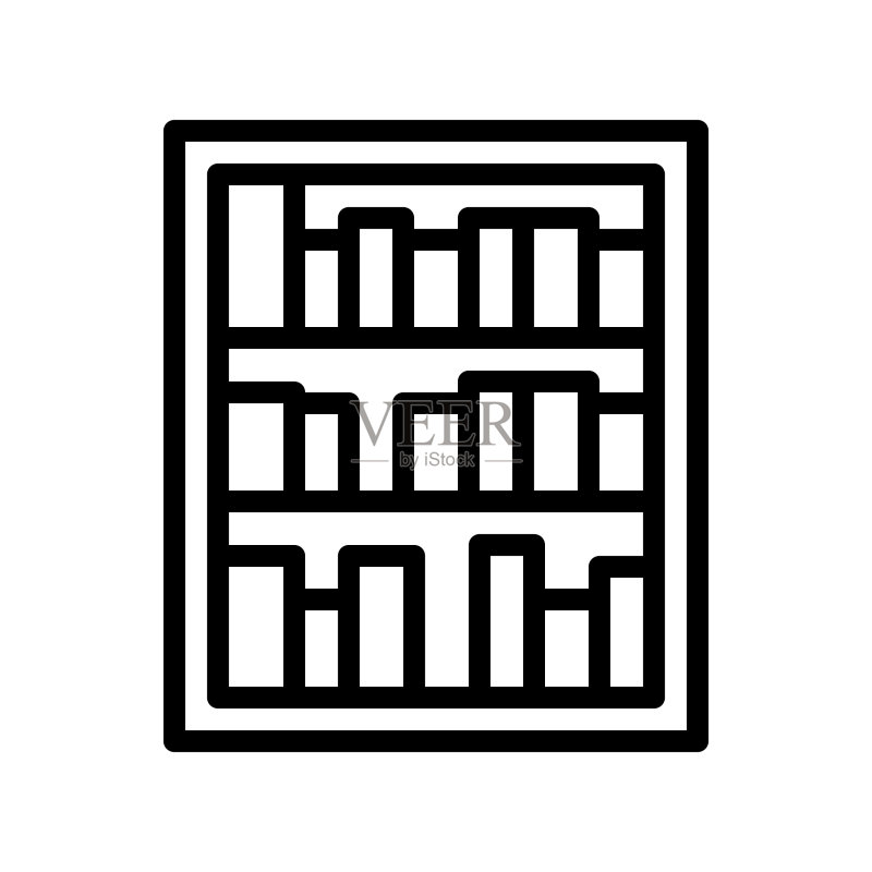 返校季书架线描风格图标图标素材