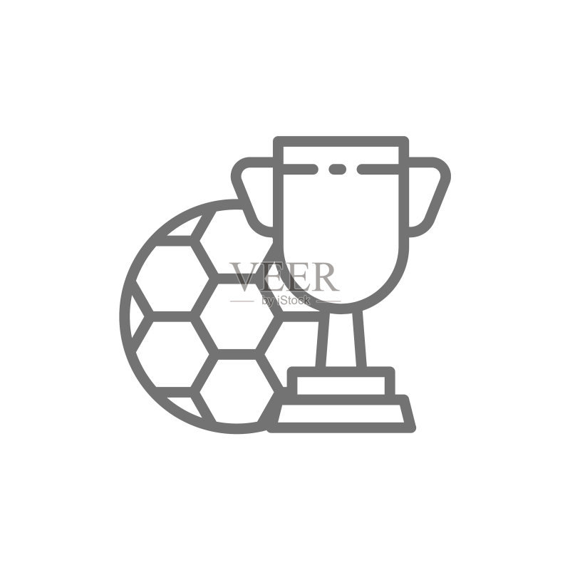 带有奖杯线条图标的足球图标素材