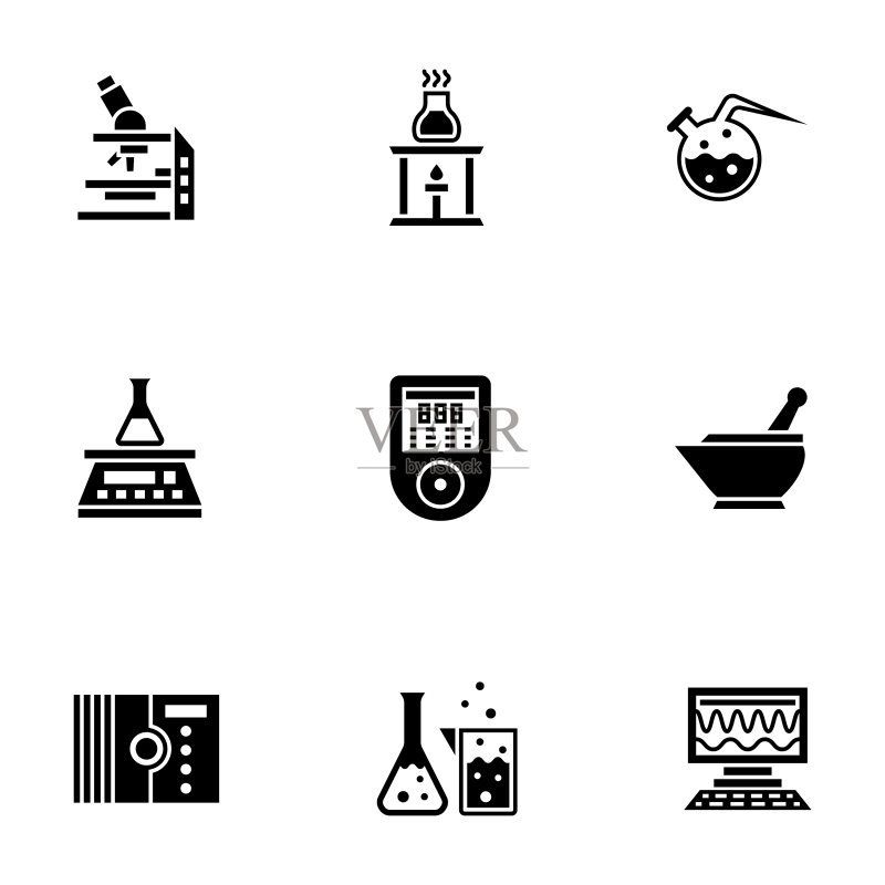 化学实验室glyph样式图标合集图标素材