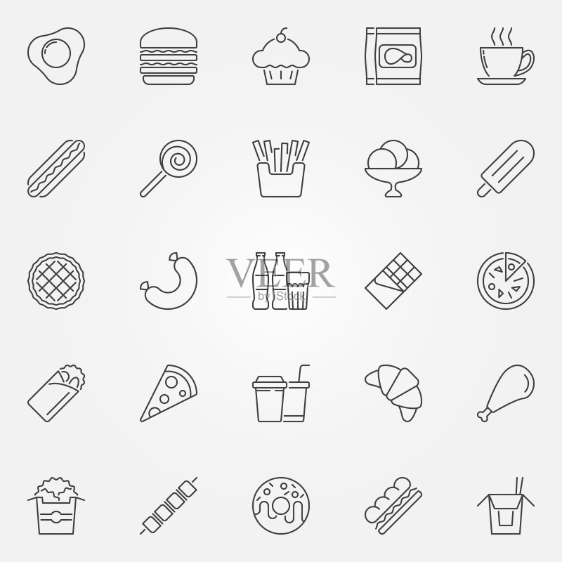 垃圾食品概念快餐图标合集图标素材