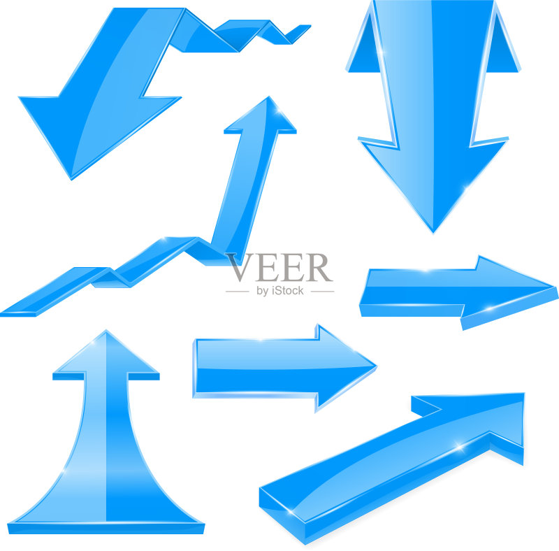 蓝色3D箭头闪亮图标图标素材