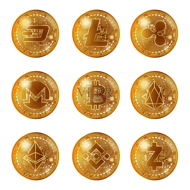 金色加密货币硬币合集图标素材