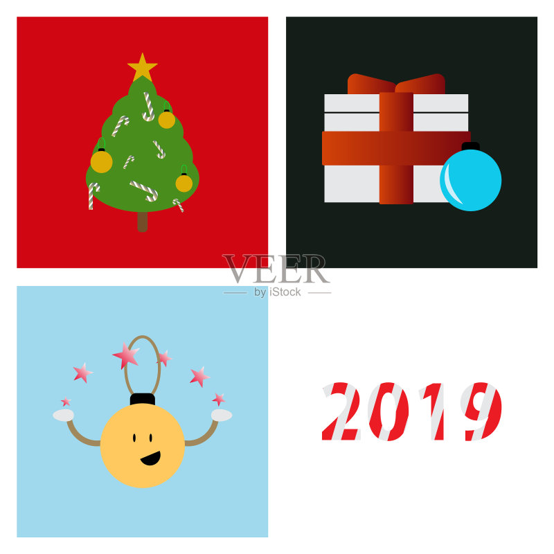 2019年新年贺卡庆祝活动快乐图标素材
