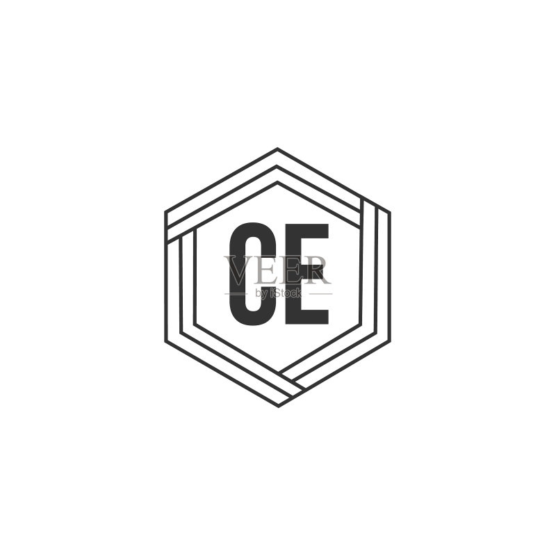 首字母CE标志模板设计图标素材
