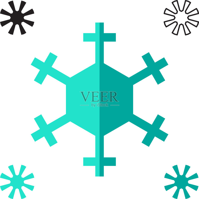 蓝色扁平雪花图标合集图标素材