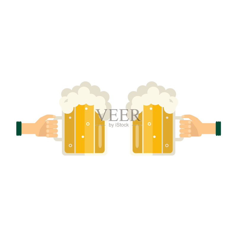 手持啤酒瓶碰杯图标素材