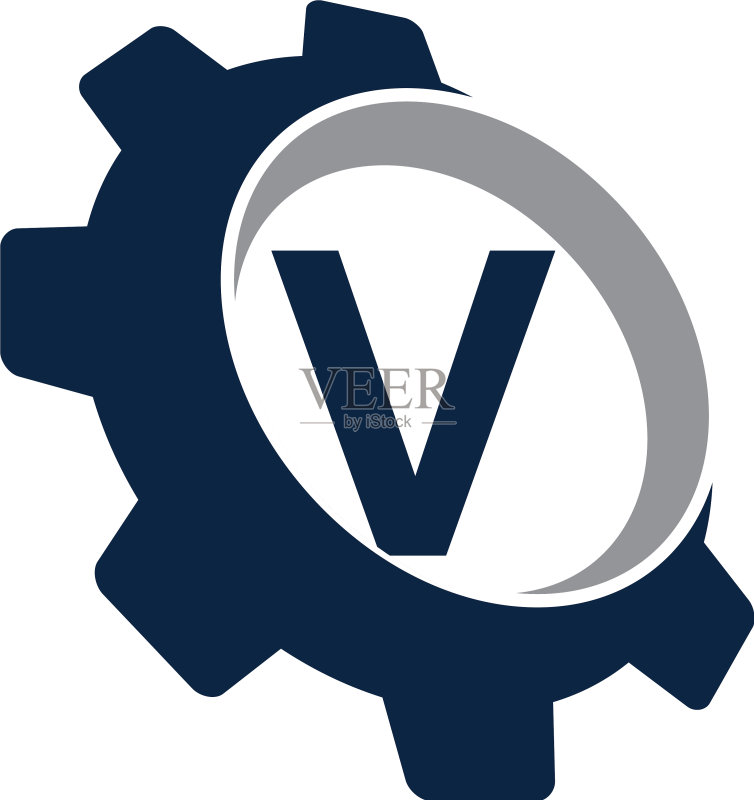 齿轮logo字母V图标素材