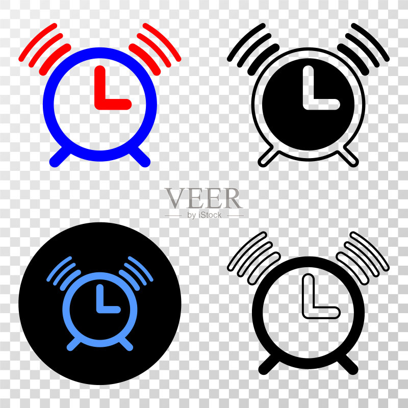 带轮廓线的闹钟EPS图标图标素材