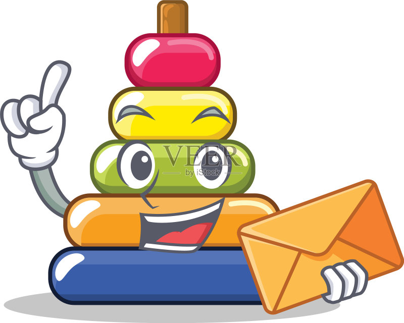 金字塔戒指卡通信封图标素材