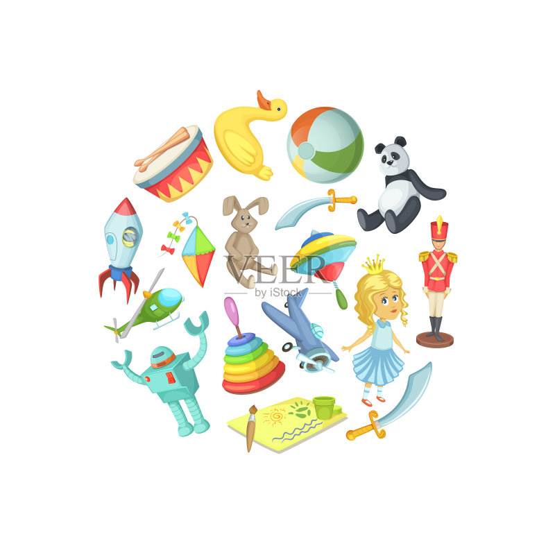 圆形卡通儿童玩具图标素材