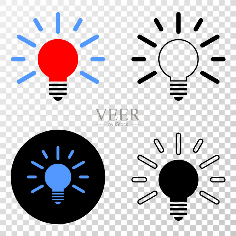 带轮廓线的灯泡灯eps图标图标素材