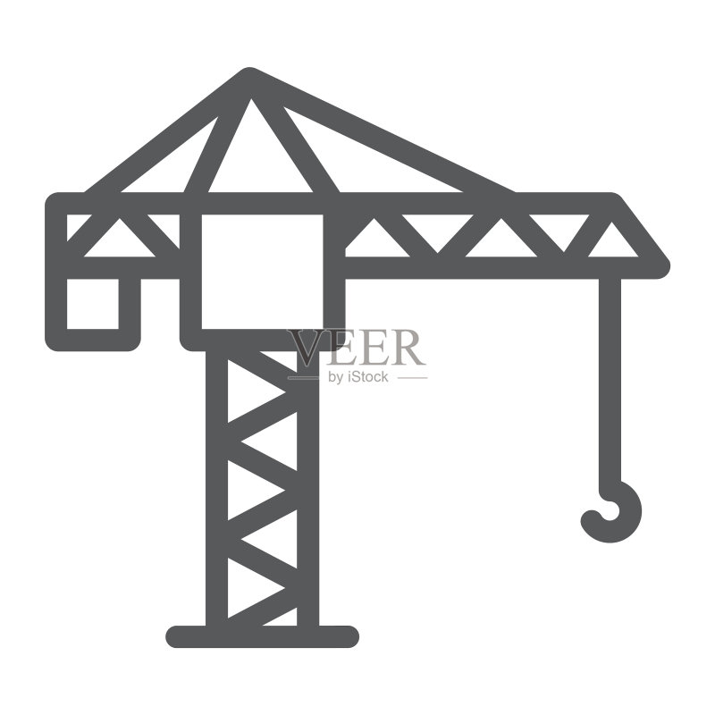 塔式起重机线性图标:起重与建筑图标素材