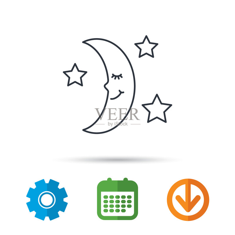 月亮星星睡眠夜间图标图标素材