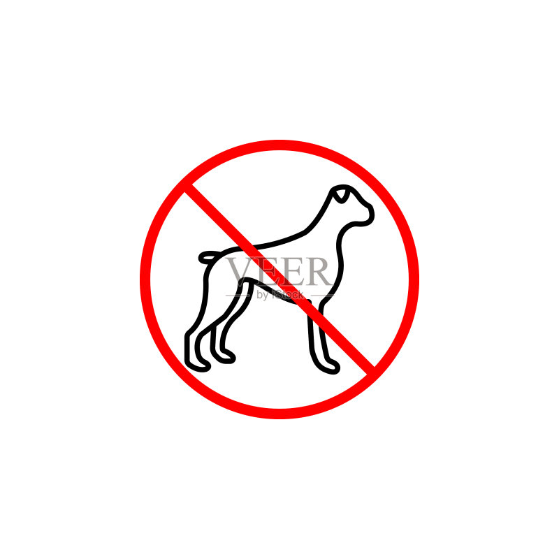 禁止宠物狗线性图标图标素材