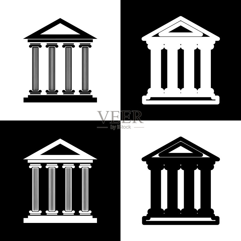 黑色历史建筑图标素材