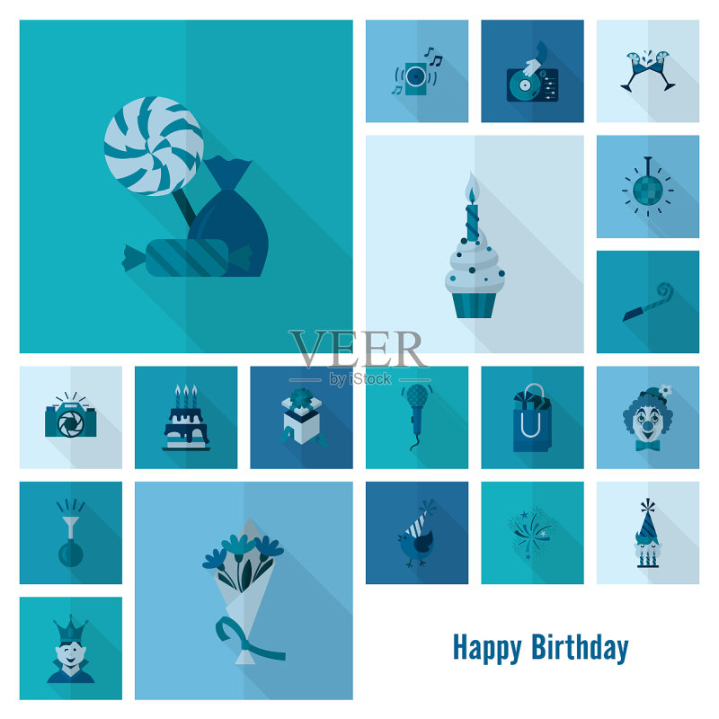 生日快乐图标套装图标素材