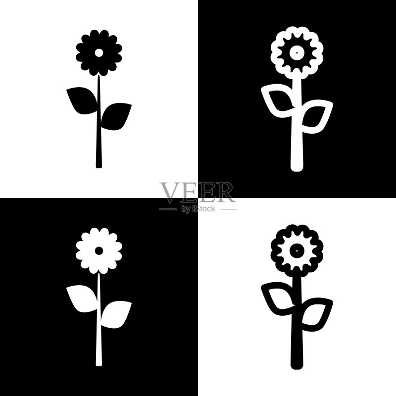 花朵标志黑白稿图标素材